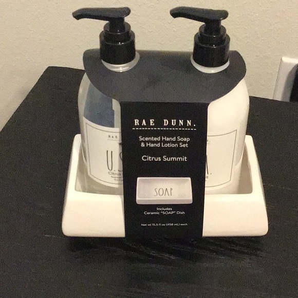 Rae Dunn Hand Soap & Hand Lotion Set Ceramic dish